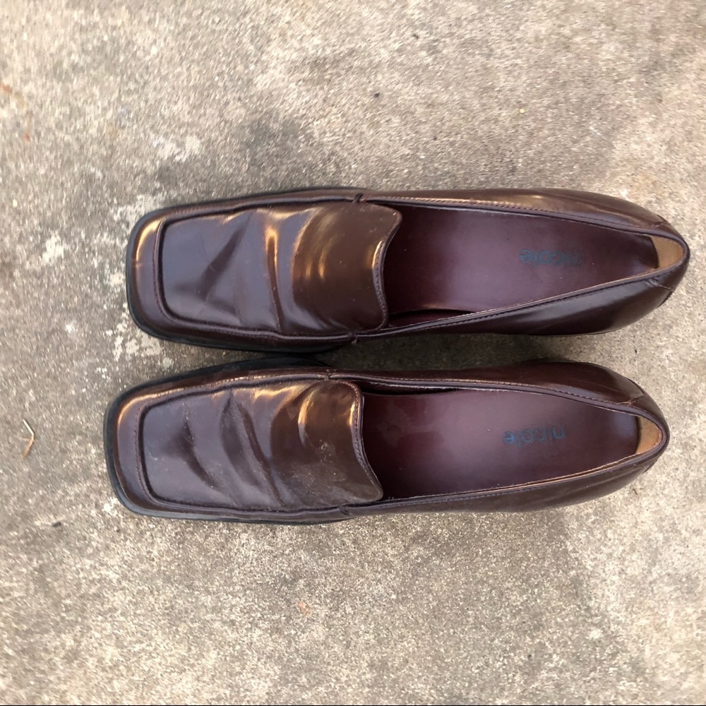 Vintage Square Toe Chocolate Heels by Nicole